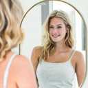 Gold Oval Mirror, 17"x30" Oval Bathroom Mirror, Vanity Mirror with Brushed Metal Frame, Wall Mount Mirrors Decor for Bathroom, Bedroom, Entryway, Living Room(Hangs Horizontally or Vertically)