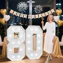 4FT 80 Marquee Numbers, 80 Light up Numbers for Party, 80th Birthday Decorations for Women Men, Big 80 Sign with Light for Anniversary, Birthday Backdrop Decor