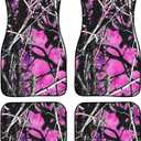 Suobstales Car Floor Mats Pink Camo Accessories for Cars, SUVs and Trucks 4 Pcs All-Season Rubber Front Rear Floor Foot Mats Hunting Forest Camouflage