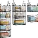 5 Tier Hanging Closet Organizer with Adjustable Dividers, Heavy-Duty Storage Shelves for Clothing, Kitchen, Laundry Room, Extra Large Baskets, 15.7" W x 11.8" D x 51" H, Black