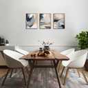 KISSFOX 3 Piece Framed Wall Art Abstract Wall Decor Navy Blue Brown Pictures Modern Minimalist Canvas Art Large Brushstroke Paintings Artwork for Living Room Bedroom Office
