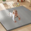 Padded Baby Play Mat, 1.3 Inch Thicken Foam Cushioned & 50 x 50 Waterproof Playpen Mat for Infants and Toddlers, Stylish and Just Wipe-Clean Playmat for Baby Play on Floor, Gray