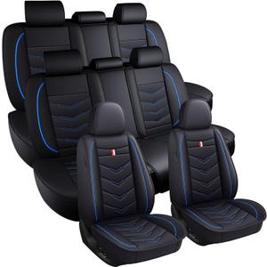 Car Seat Covers 8 Seats for Honda Pilot 2003-2026, Waterproof Durable Leather Vehicle Cushion Covers, Breathable Full Coverage Seat Protector(Standard,Black Blue)