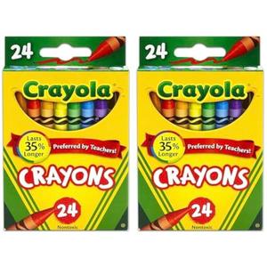 Crayola 24 Count Box of Crayons Non-Toxic Color Coloring School Supplies (2 Packs)