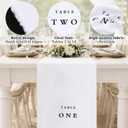 Chumia 10 Pcs Wedding Table Numbers 1-10 White Imitation Linen Modern Minimal Elegant Table Numbers Runner Decor for Reception Wedding Bridal Shower Anniversary Party Events, Machine Washable