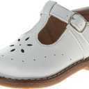 Josmo Baby Girls Maryjane Flats Slipon T Strap Closure - Newborn Infant Formal Dress Shoes Mary Jane - White (Size 4.5 Toddler)