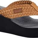 MALIDA Womens Wedge Arch Support Flip Flops Cushion Soft Rubber Midsole Platform Thong Sandals with Rubber Sole (Brown)