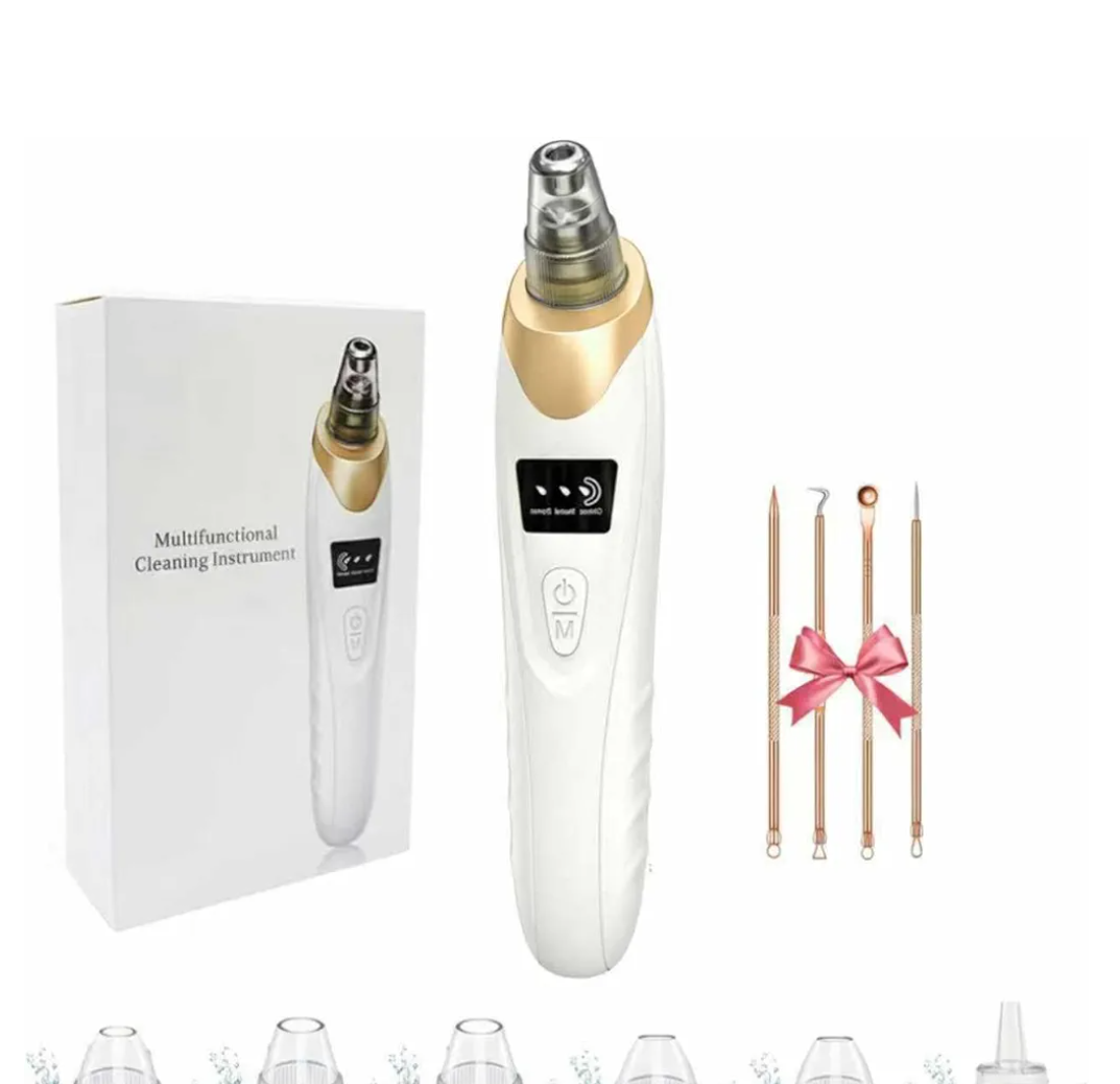 2026 Blackhead Remover with 5 Suction Heads & 4 Gold Extractor Needles, Electric Blackhead Vacuum Pore Vacuum for Deep Facial Cleaning, USB Rechargeable for Women & Men-Khaki