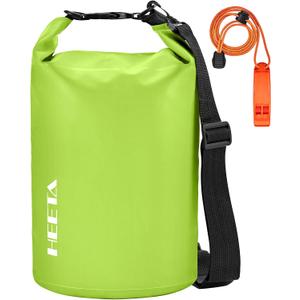 HEETA Waterproof Dry Bag for Women Men(Upgraded Version) 5L/10L/20L/30L/40L Roll Top Lightweight Dry Storage Bag Backpack with Emergency Whistle for Travel, Swimming, Boating, Kayaking, Camping, Beach (Lemon Green)
