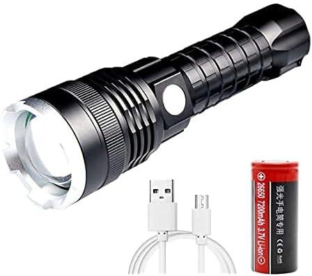 Rechargeable LED Flashlight, High Lumens XHP70 Tactical, Zoom, 5 Modes, Waterproof, 5000mAh Battery and Emergency Battery Kit, USB Output Power Supply for Outdoor, Emergency, Camping, Hiking