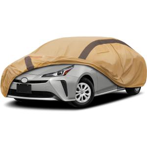 Prius Car Cover Waterproof All Weather Compatible with Toyota Prius 2004-2024, Outdoor Heavy Duty Anti-UV Car Covers Rain Sun Snow Protection with Zipper and Windproof Buckle