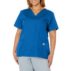 Landau Scrub Zone Relaxed Fit 2-Pocket V-Neck Scrub Top for Women 70221 (Large, Royal Blue)