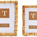 Two's Company Set of 2 Blonde Natural Bamboo Finish Photo Frame, Includes 2 Sizes, 4x6 and 5x7 Inches, Bamboo, Home Decor Accessories