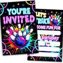 Set of 2 Pack, Neon Bowling Birthday Party Invitations, Bowling Party Invitations Card for Boys Girls (30 Cards & 30 Envelopes)
