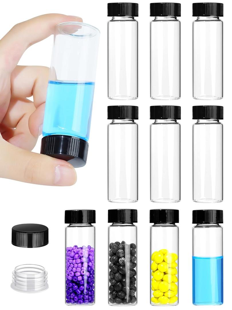 30ml Clear Small Glass Vials with Screw Caps, Small Vials for Essential Oil, Leak-Proof Sample Vials with Lids(50pcs)