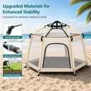 Foldable Baby Playpen with Canopy: Durable 450D Oxford & Aluminum, Beige | Pop-Up Play Tent, Easy Setup, UPF50 Sun Protection, Lightweight, Mosquito Net, for Beach Travel Outside Indoor, for Kid & Pet