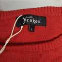 Yeokou Womens Short Sleeve Sweater Round Neck Ruffled Hem Knit Crochet Pullover Summer Fall Casual Top Blouse (Red, L)