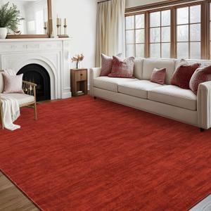 RUGSREAL 5x7 Living Room Area Rug Modern Solid Color Area Rugs Non-Slip Stain Resistant Floor Carpet Indoor Washable Contemporary Area Rug for Bedroom Dining Room Kitchen Home Office, Red