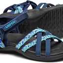 UBFEN Womens Hiking Comfort Sport Sandals Beach Vacation Camping Casual Sport Sandals with Adjustable Straps and Arch Support (11, A Dark Bule Mint)