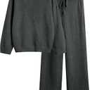 Lounge Sets for Women 2 Piece Fuzzy Fleece Pajamas Long Sleeve Oversized Lounge Set 2025 Fall Winter Trendy Size Large