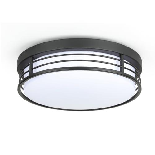 WISBEAM 13 Inch Matte Black Flush Mount Ceiling Light, 23W LED Ceiling Lighting Fixture with 5CCT(2700K/3000K/3500K/4000K/5000K), Dimmable LED Light Fixtures Ceiling Mount for Kitchen Bathroom Hallway