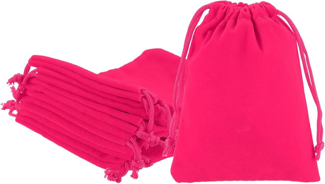 PATIKIL Velvet Gift Bags, 20 Pack 4 x 4.8 Inch Velvet Drawstring Jewelry Pouches Mini Gift Packaging Bag for Wedding Favor Party Birthday Festivals, Rose Red