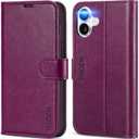 TUCCH Case Wallet for iPhone 16, Kickstand PU Leather Magnetic Protective Flip Cover with [RFID Blocking] [4 Card Slots] [TPU Interior Case] Compatible with iPhone 16 5G 2024, Plum Purple