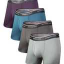 BAMBOO COOL Men's Underwear Soft Breathable Stretch Classic Boxer Briefs with Fly, Multipack Size L
