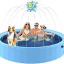 Bilibara 87'' Foldable Dog Pool, Sprinkler Pool for Kids, Non-Slip Heavy Duty Dogs Splash Pad for Small Dogs, Hard Plastic Kiddie Bathtubs for Backyard