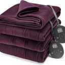 Sunbeam Royal Ultra Fleece Heated Electric Blanket King Size, 90" x 100", 12 Heat Settings, 12-Hour Selectable Auto Shut-Off, Fast Heating, Machine Washable, Warm and Cozy, Claret