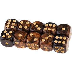 10PCS Polyhedral Dice D6 Dice 16mm Acrylic Dice Game Dice for RPG MTG DND Dice Table Games (Black Gold)