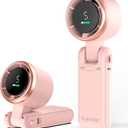 Portable Handheld Turbo Fan, 5-Speed Personal Fans, 5000mAh Rechargeable Fans Up to 12 Hours, Weight only 0.6lb Small Fan, Hand/Neck/Desk Fan 3 IN 1, Beach Vacation Essentials (Pink)