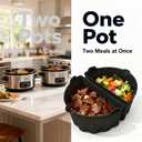 Silicone Slow Cooker Divider Insert for 6-8 Quart Oval Crock Pot, Reusable Heat Resistant Liners, Cook Two Meals at Once without Mixing Flavors, BPA-Free, Dishwasher Safe (Grey, 2-Pack)