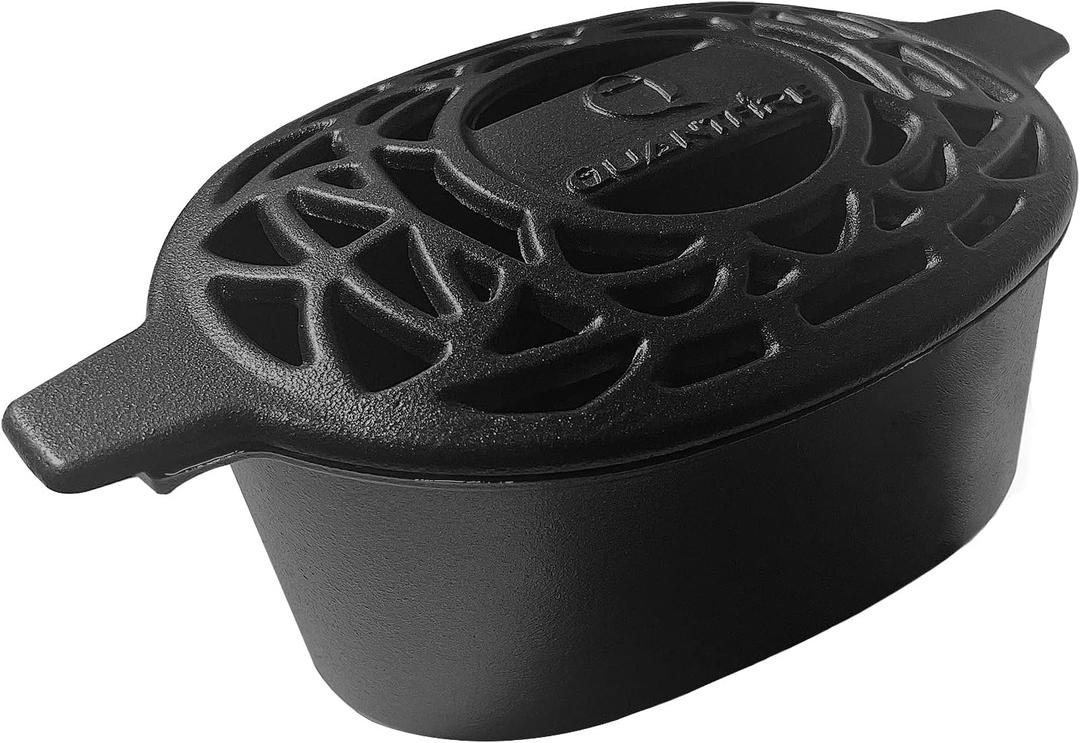 Quantfire Wood Stove Steamer Rust Resistant,Fireplace Humidifier Pot Cast Iron Steamer for Home Indoor Decorative,2.5 Quart Capacity Matte Black