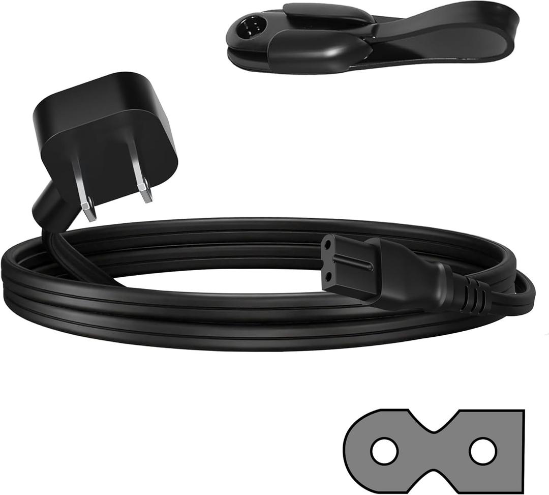 Elecan 45 Degree Flat Plug Replacement Vizio LED TV Power Cord 2 Ft, NEMA 1-15P to Polarized IEC 320 C7 AC Supply Wall Cable 2 Slot 2-Prong Angled for Sound Bar Smart HDTV -ETL+ Organizer, Angled to Straight, 2FT