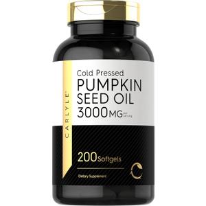 Carlyle Pumpkin Seed Oil Capsules | 3000mg | 200 Softgels | Essential Fatty Acids | Cold Pressed Dietary Supplement | Non-GMO and Gluten Free Formula (200 Count (Pack of 1))
