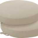 Round Outdoor Chair Cushions Set of 2, 15" x 15" Waterproof Patio Furniture Cushions with Removable, Machine-Washable, Fade-Resistant Covers  Cream