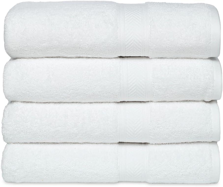 Casa Lino White Bath Towels Set of 4 (54" x 27") - Large Bathroom Towel Set - 100% Cotton Towels for Bathroom - Highly Absorbent & Quick Dry Bath Towel Multipack - New Apartment Essentials