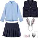 Women's Halloween Bunny Police Costume Rabbit Policewomen Outfit for Themed Events & Cosplay Accessories (Medium)