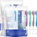 5 in 1 Mini Brushes-Disposable Toothbrushes with Toothpaste + Floss + Pick + Tongue Scraper | Travel Size | Individually Wrapped | Soft | Mint | Travel Set (Mix, 52pcs(2Pack))