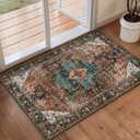 Ciicool Washable Vintage Area Rug, 2x3ft Small Boho Rug, Ultra Soft Rugs for Entryway, Non-Slip Entry Rugs Oriental Low-Pile Indoor Mat Floor Carpet for Entrance Bedroom Kitchen Bathroom Foyer Decor
