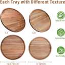 Round Wooden Serving Tray, 13.8 Inch Acacia Decorative Tray for Home Decor, Coffee Table, Farmhouse Style Wood Tray for Small Candle, Vases, Jewelry Organizer, Home Kitchen Dining Tabletop Decor