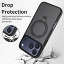 Ultra-Magnetic Stand for iPhone 17 Pro Case [Military Drop Protection] [Compatible with MagSafe] Shockproof Translucent Matte Slim Ring Holder Case for iPhone 17 Pro (Black)