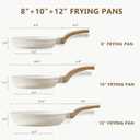 CAROTE 3Pcs Cream White Non Stick Skillet Set, Cream White, 8"+10"+12"