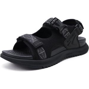 ONCAI Hiking Sandals for Men Arch Support Walking Breathable Mesh Beach Sandalias and Orthopedic Man Recovery Sports Sandles with Adjustable Strap (10.5, Black)