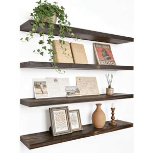 Brown Wood Floating Shelves for Wall Shelf 24 Inch Set of 4