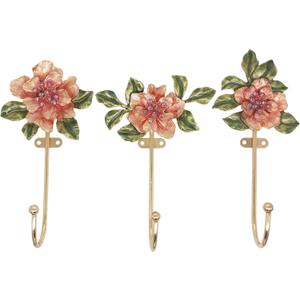 Vintage Flower Shaped Decorative Wall Hooks Rack Hangers for Hanging Clothes Coats Towels Keys Hats, 3 Pack Antique Metal Mounted Wall Hook