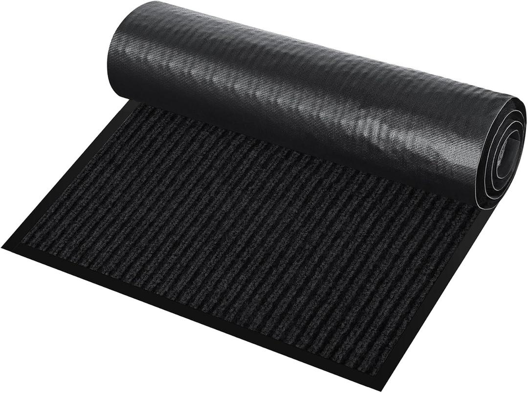 Commercial Floor Mat 3' x 4' Front Door Mat Extra Large, Industrial Hallway Runner Rug Heavy Duty Outdoor Indoor Utility Mat Low Profile Entryway Carpet Non Slip Backing for Home Office, Black