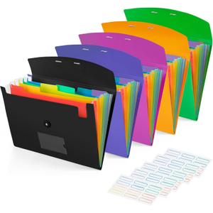 5 Pack 7-Pockets Expanding File Folder Accordion File Organizer, A4 Letter Size Paper Document Receipt Holder for School Office Supplies