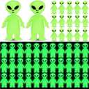 CroBlissful Mini Alien Figures Glow in The Dark Small Little Tiny Aliens Figurine to Hide and Seek for Space Party Favor Prank Rubber Toys Bulk Gifts Goodie Bag Fillers Cake Topper (Marvelous,60 Pcs)